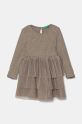 United Colors of Benetton rochie fete midi gri 4TQFGV022.P.Seasonal