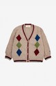 Дитячий кардиган з домішкою вовни Bobo Choses Diamonds 224AC120 бежевий AW24