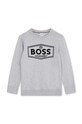Детский хлопковый свитер BOSS аппликация серый J51182.162.174