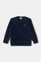 Детский кардиган с примесью шерсти Lacoste с добавлением шерсти тёмно-синий AJ4981