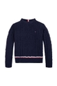 Детски пуловер Tommy Hilfiger KB0KB09257.9BYH.128.176 тъмносин NC24