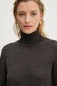 Вълнен пуловер Bruuns Bazaar CharleneBBRoll Neck knit кафяв BBW4181