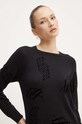 Armani Exchange pulover din amestec de mătase negru 6DYM1A.YMP7Z