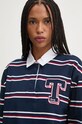 Bavlněné tričko s dlouhým rukávem Tommy Jeans DW0DW18498 námořnická modř