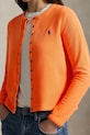 Polo Ralph Lauren kardigan damski z bawełną pomarańczowy 211941177