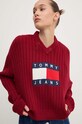 Sveter Tommy Jeans DW0DW18528 burgundské