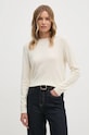 United Colors of Benetton sweter kaszmirowy okrągły beżowy 1033D107P