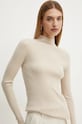 Weekend Max Mara sweter wełniany wełna beżowy 2425366052600