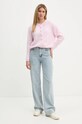 American Vintage kardigan wełniany VITO19EH24 różowy AW24