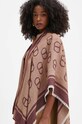 Twinset poncho z domieszką wełny brązowy 242TA4710