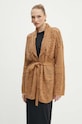 Twinset kardigan z domieszką wełny brązowy 242TP3790