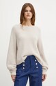 Marella sweter wełniany okrągły beżowy 2423366202200