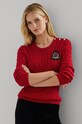 Pamučni pulover Lauren Ralph Lauren natpis crvena 200955434