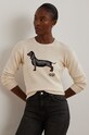 Bavlněný svetr Lauren Ralph Lauren kulatý béžová 200955695