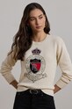 Бавовняний светр Lauren Ralph Lauren аплікація бежевий 200955737