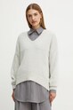 BOSS Orange sweter wełniany szpic szary 50528631