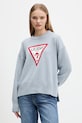Guess Jeans sweter bawełniany aplikacja niebieski W4BR12.Z3HM1