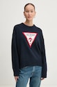 Bavlněný svetr Guess Jeans kulatý námořnická modř W4BR12.Z3HM1