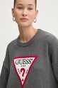 Хлопковый свитер Guess Jeans серый W4BR12.Z3HM1