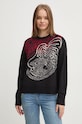 Desigual sweter z domieszką wełny TOULOUSE czarny 24WWJF54