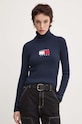 Tommy Jeans sweter z domieszką wełny z domieszką wełny granatowy DW0DW18678