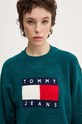 Светр з домішкою вовни Tommy Jeans бірюзовий DW0DW18681