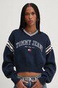 Bavlněný svetr Tommy Jeans námořnická modř DW0DW18692