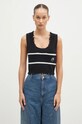 AMBUSH vestă din bumbac Destroyed Rib Round Neck grosime medie negru BWHT003F24KNI0011031