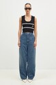 AMBUSH vestă din bumbac Destroyed Rib Round Neck BWHT003F24KNI0011031 negru
