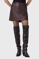 Kožená sukňa AllSaints RENAI jednofarebný burgundské W020RB