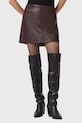 Kožená sukňa AllSaints RENAI jednofarebný burgundské W020RB