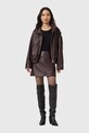 Kožená sukňa AllSaints RENAI burgundské W020RB
