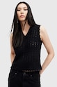 Vlněná vesta AllSaints VIVIAN TANK V výstřih černá W057KB