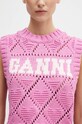 GANNI gilet Cotton Rope Short Vest pink K2317