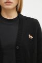 Maison Kitsuné cardigan din lână Baby Fox Patch negru LW00507KT1006