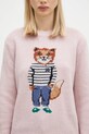 Maison Kitsuné maglione in lana Dressed Fox Intarsia rosa NW00809KH0002