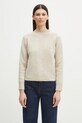 Sporty & Rich sweter wełniany SRC Wool okrągły beżowy WS006514302CR01