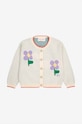 Bobo Choses cardigan din bumbac pentru bebeluși Pansy Flower 224AB089 alb AW24
