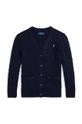 Polo Ralph Lauren cardigan di cotone bambino/a a maglia fine blu navy 313950765001