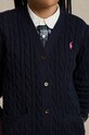 Detský bavlnený kardigan Polo Ralph Lauren tmavomodrá 313950765001