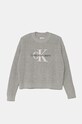 Детский хлопковый свитер Calvin Klein Jeans аппликация серый IG0IG02647.9BYH.
