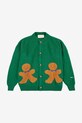 Детский кардиган с примесью шерсти Bobo Choses Gingerbread 224FC014 зелёный AW24