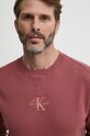 Βαμβακερό πουλόβερ Calvin Klein Jeans μπορντό J30J325671