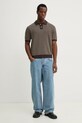 Памучна тениска с яка Levi's A7294 кафяв SS25