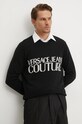 Вовняний светр Versace Jeans Couture вовна чорний 77GAFM01.CMH80