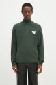 Wood Wood woolen jumper Blu AA CS Halfzip melange green 10325502.4159