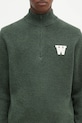 Μάλλινο πουλόβερ Wood Wood Blu AA CS Halfzip πράσινο 10325502.4159