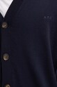 Vlnený kardigán A.P.C. cardigan joe logo WVAWM.H22248 tmavomodrá