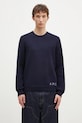 Vlnený sveter A.P.C. Pull Edward vlna tmavomodrá WVBDJ.H23059