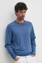 Pepe Jeans pulover din amestec de lana NEW ANDRE CREW NECK albastru PM702469